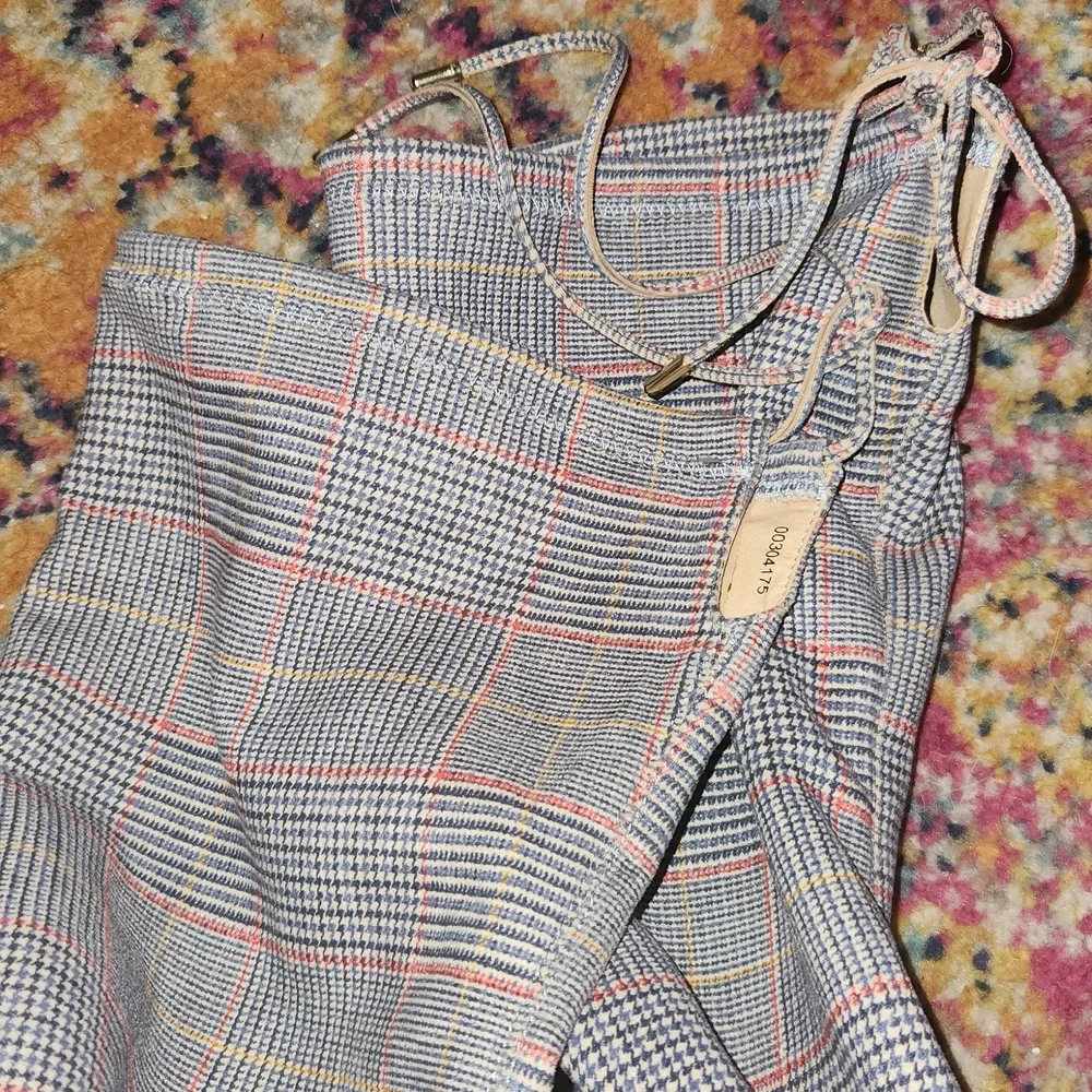 Forever 21 Glen Plaid Thigh High Boots Blue and Red 7.5